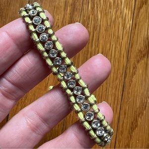 Yarn and rhinestone bracelet.